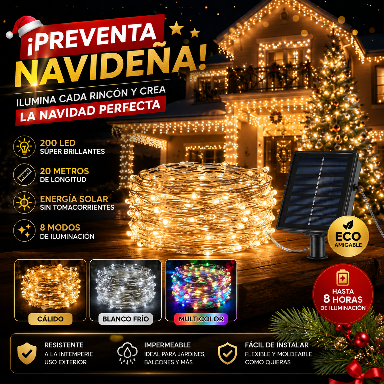 Guirnalda Solar LED Premium 20 Metros