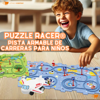 PUZZLE RACER® Pista 25 piezas armables + carro eléctrico