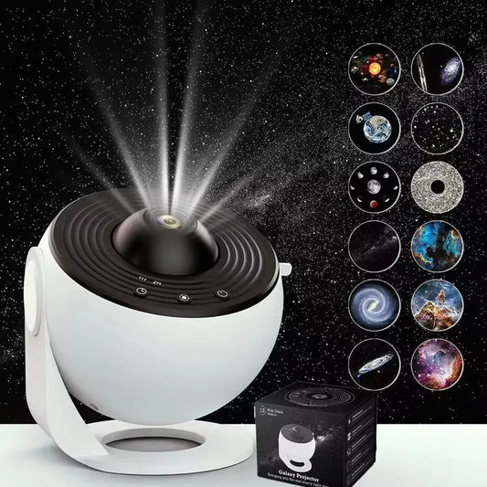 PROYECTOR DE GALAXIAS 12 EN 1 (LENTES INTERCAMBIABLES 360º Y TEMPORIZADOR)