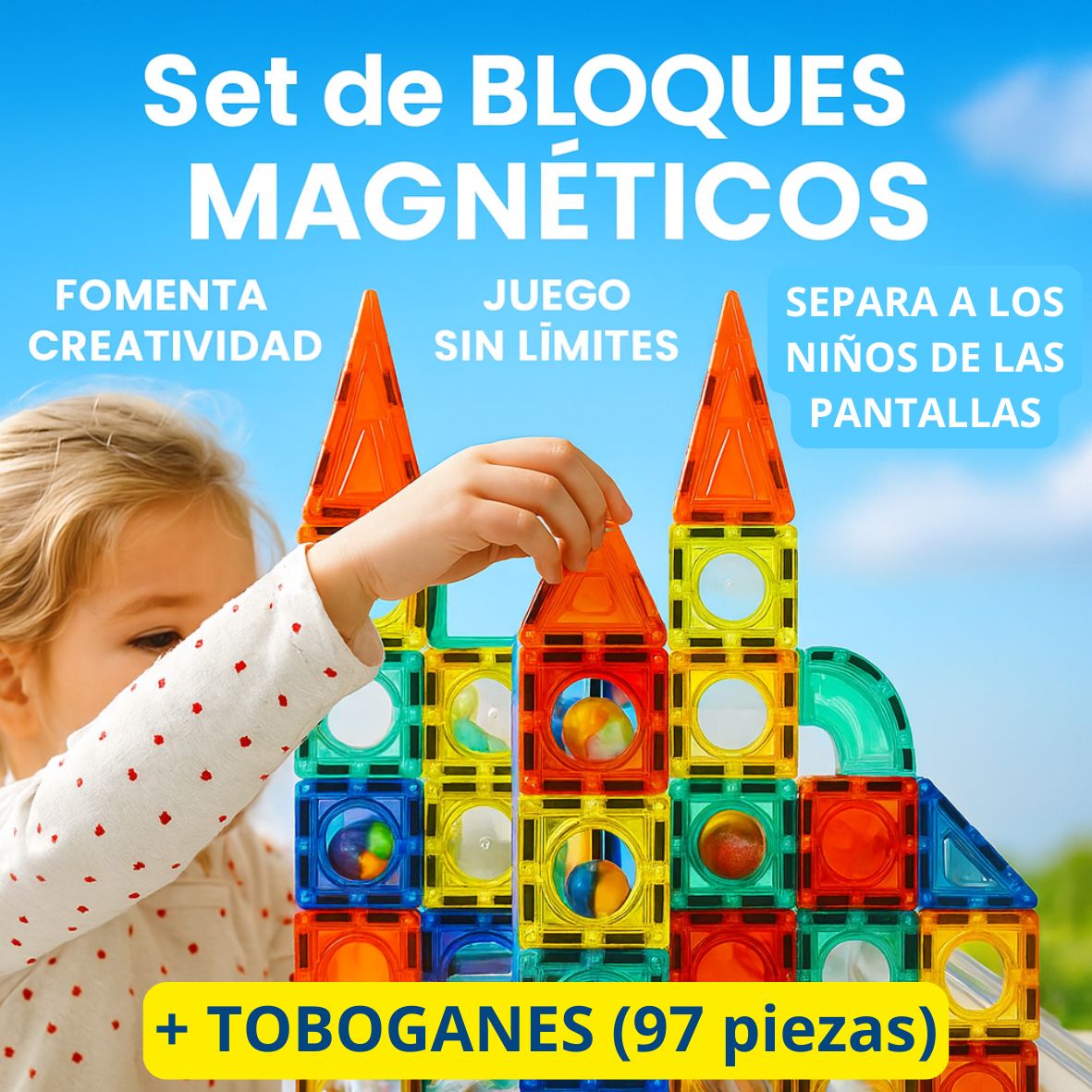 SET DE TOBOGANES + BLOQUES MAGNÉTICOS X 97 PIEZAS