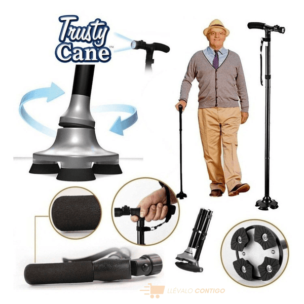 TRUSTY CANE® BASTÓN PLEGABLE CON LINTERNA