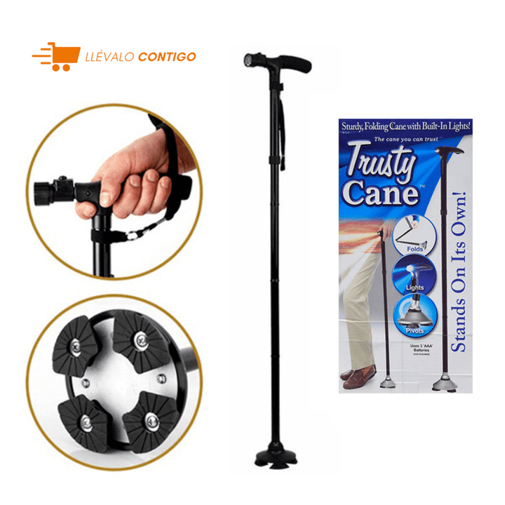 TRUSTY CANE® BASTÓN PLEGABLE CON LINTERNA